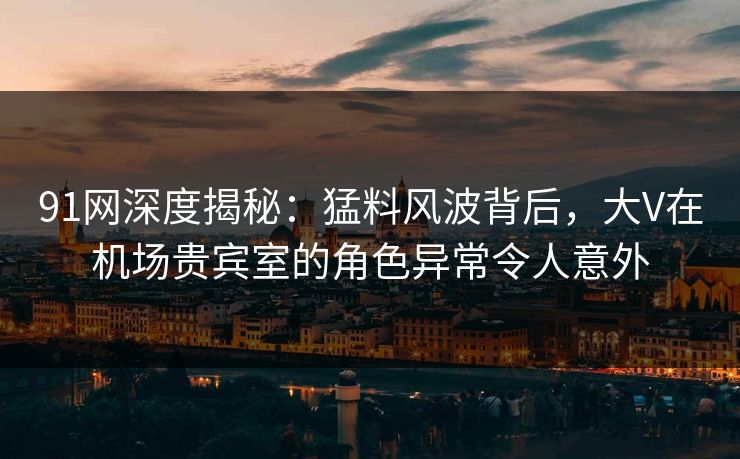 91网深度揭秘：猛料风波背后，大V在机场贵宾室的角色异常令人意外