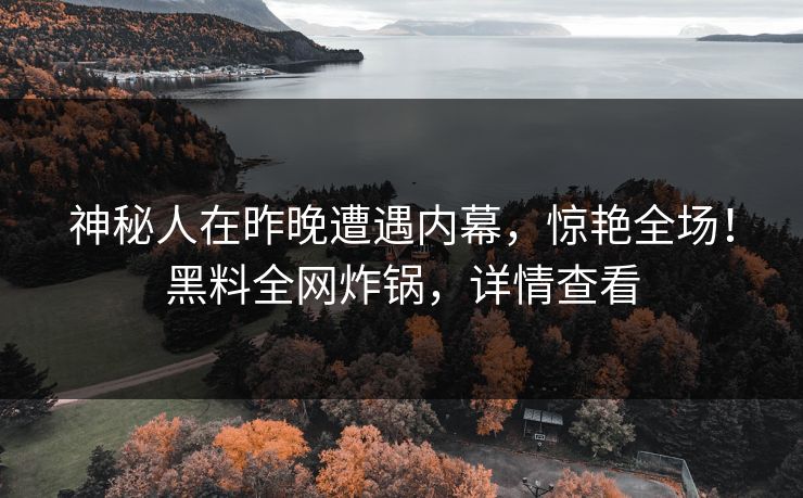 神秘人在昨晚遭遇内幕，惊艳全场！黑料全网炸锅，详情查看