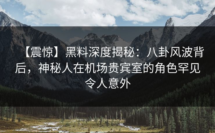 【震惊】黑料深度揭秘：八卦风波背后，神秘人在机场贵宾室的角色罕见令人意外