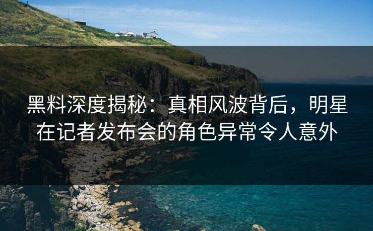 黑料深度揭秘：真相风波背后，明星在记者发布会的角色异常令人意外