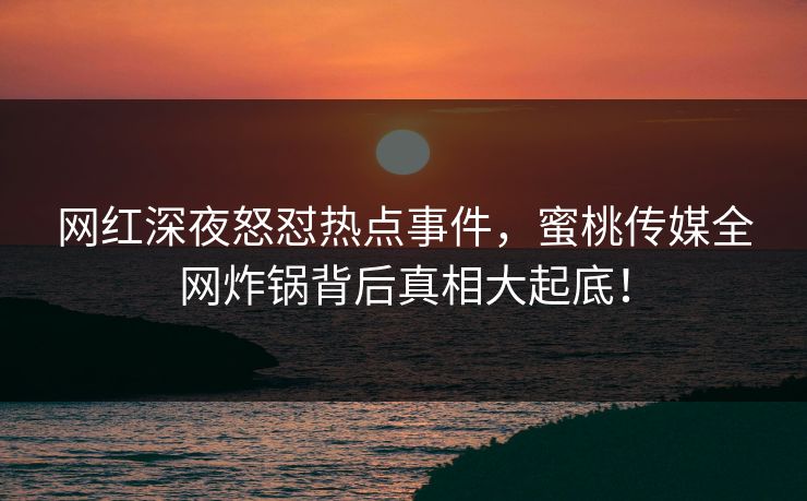 网红深夜怒怼热点事件，蜜桃传媒全网炸锅背后真相大起底！