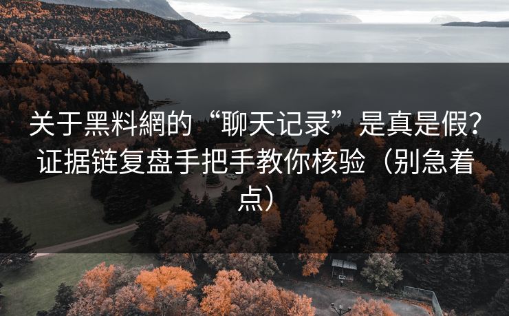 关于黑料網的“聊天记录”是真是假？证据链复盘手把手教你核验（别急着点）