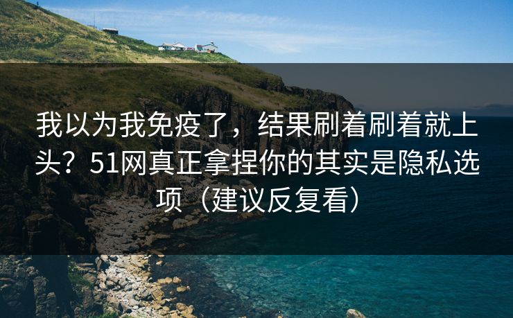 我以为我免疫了，结果刷着刷着就上头？51网真正拿捏你的其实是隐私选项（建议反复看）
